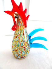 MURANO STYLE HAND BLOWN ART GLASS ROOSTER FIGURINE PAPER WEIGHT -6" TALL-LKN