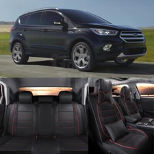 For Ford Escape 5 Seat Covers Full Set Front Rear Black Pu Black Red Leather For Ford Escape 5 Seat Covers Full Set Front Rear Black Pu Black Red Leather