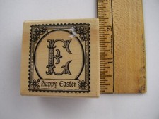 Craft Smart HAPPY EASTER "E" Wood mounted Rubber Stamp 2" X 2" NEW