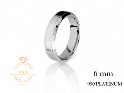 950 Platinum Beveled Milgrain 6mm Wedding Band Ring Comfort