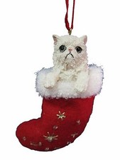 PERSIAN CAT in Stocking Christmas Ornament-Santa's Little Pals-by E S Pets