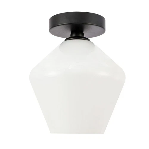 Flush Mount Frosted Glass Black Kitchen Bathroom Hallway Ceiling Light Fixture - Picture 2 of 10