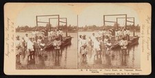 Philippines Sanpan or ferry boat on Tagupan River Manila Historic Old Photo