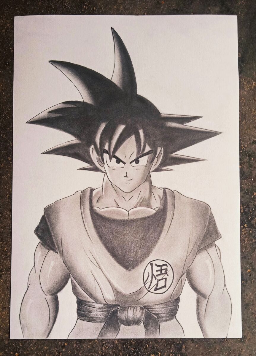 Original Goku Super Hero Portrait Anime Cartoon pencil Drawing A4 Art