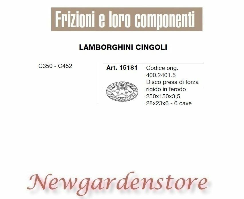 Disco 15181 per Lamborghini Cingoli C350 C452 - Qualità Originale