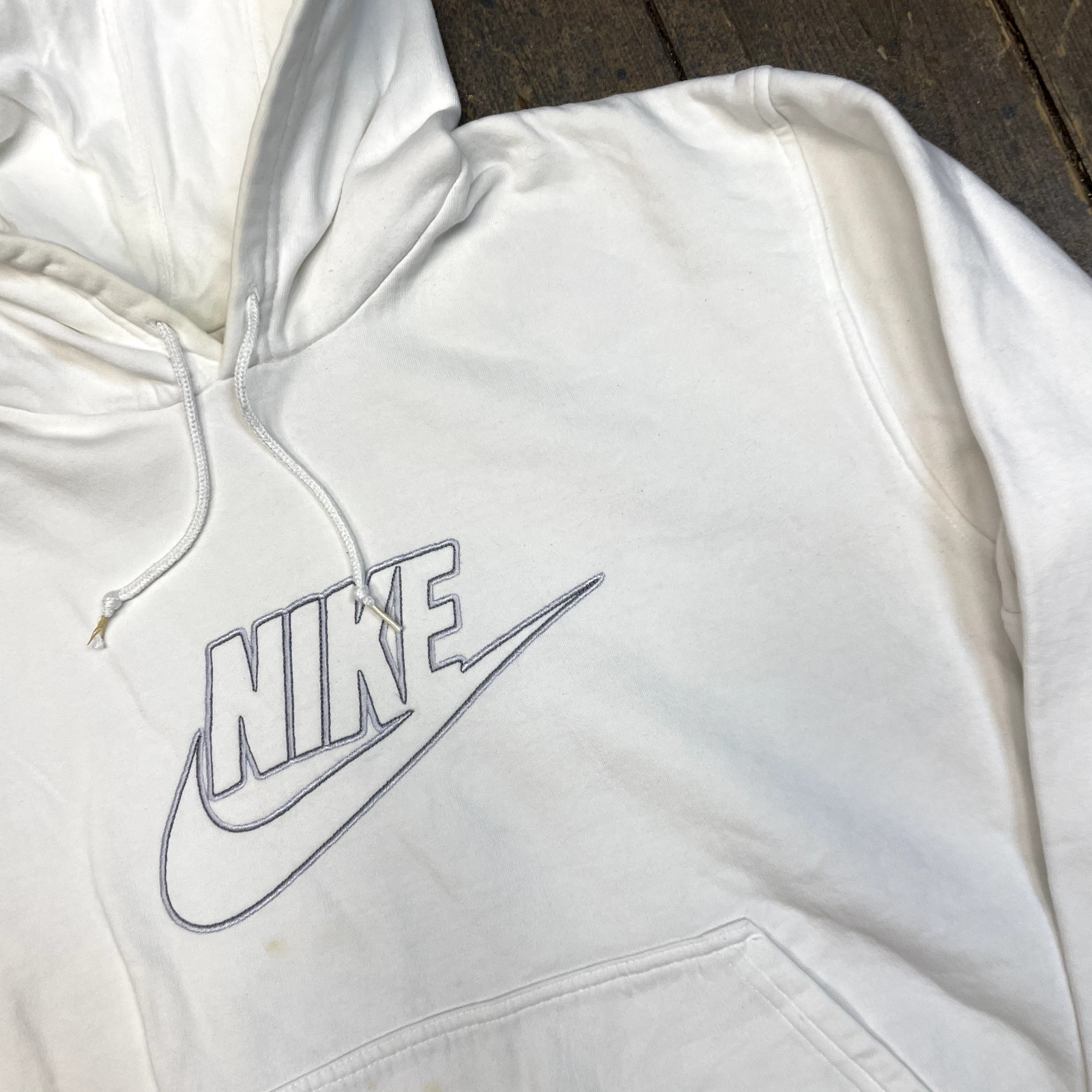 Nike Hoodie Mens Y2K Centre Club Logo Pull Over Training Sweatshirt, White, XL image 4