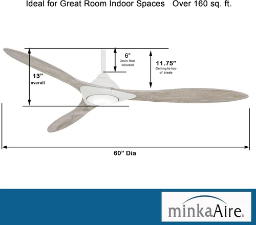 Sleek 60" Smart Ceiling Fan with LED Light & Remote in Flat White Finish - Picture 4 of 9
