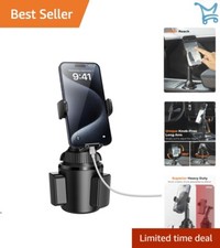 Car Cup Phone Holder Universal Long Arm 360 Swivel Adjustable Stable