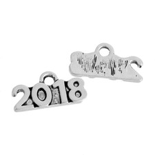 6 Number Charms 2018 Pendants Antiqued Silver Graduation Year Jewelry Making