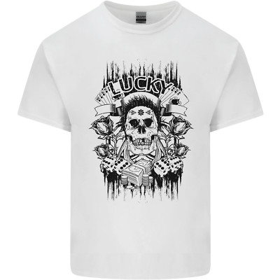 Lucky Dice Totenkopf Motorrad Biker Motorrad Herren Baumwolle T-Shirt Tee Top