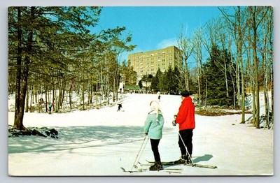 Vintage Pocono Manor Inn Ski Slope Postcard Pennsylvania Poconos PA Skiing