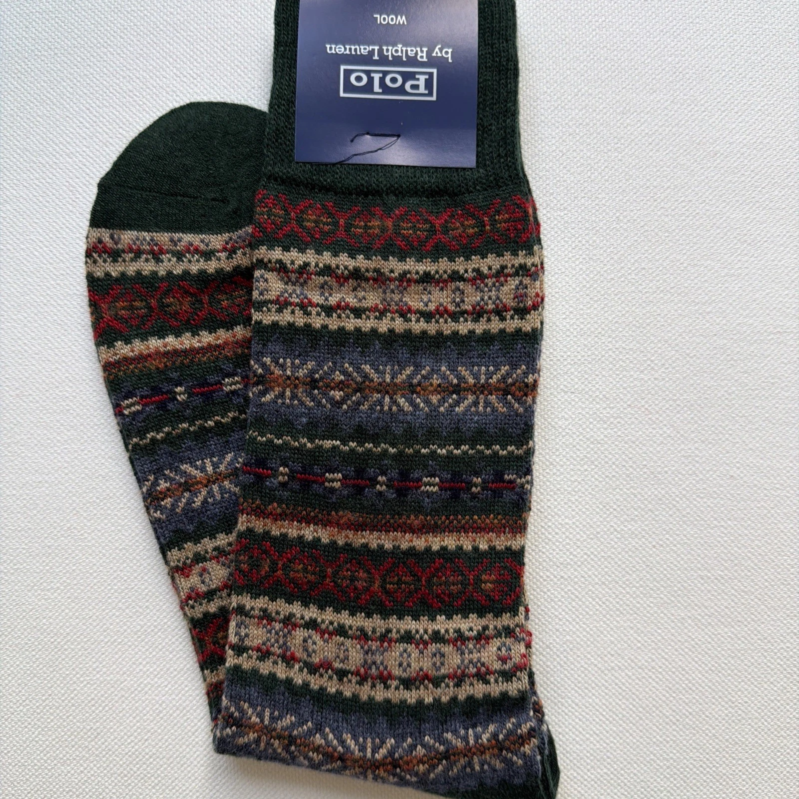 Polo Ralph Lauren Mens Fair Isle Wool Blend Socks Hunter NWT