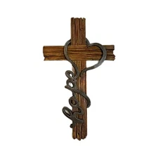 Hope Heart Inspirational Wall Cross Wood Look Religious Faith Home Decor