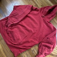 Vtg Champion x Lands End Reverse Weave Hoodie 1980s Red - Size XXL, Made in USA