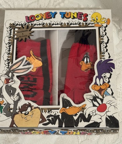 Vintage Looney Tunes Daffy Duck Winter Headband & Gloves Youth 7-14 NOS Unisex