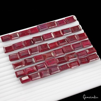 Natural Red Ruby Loose Gemstones Lot 600 Ct 38 Pc Certified Baguette Cut