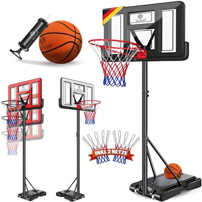 KESSER  Mobiler Basketballständer Basketballkorb 160-210cm Set mit Ball & Pumpe