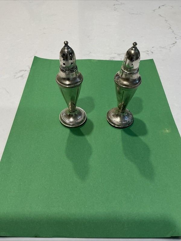 Sterling Silver Salt and Pepper Shakers Vintage Weighted