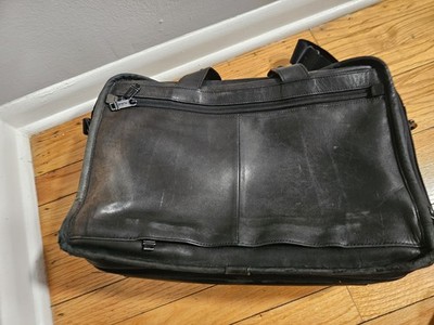 TUMI 96141DH Alpha Black Leather Expandable Laptop Briefcase Very