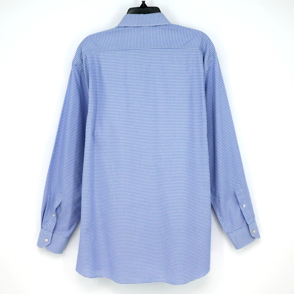 Camisa de vestir Hart Schaffner Marx para hombre 17 35 azul a cuadros algodón Pima sin planchar Foto 2 de 4