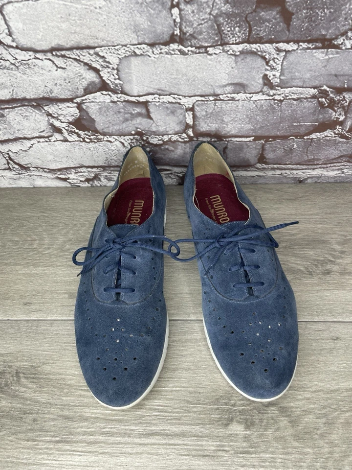 Munro Sport Almond Toe Navy Blue Suede Wellesley Oxford Sneakers Xtra Lite 8.5W - Image 3 of 4