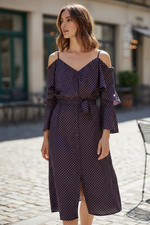 OLIVIA PALERMO Banana Republic Dress 6 P Midi Daisy Floral Silk Off the Shoulder