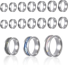 14PCS Stainless Steel Ring Blanks Grooved Inlay Rings DIY Jewelry Making Kit
