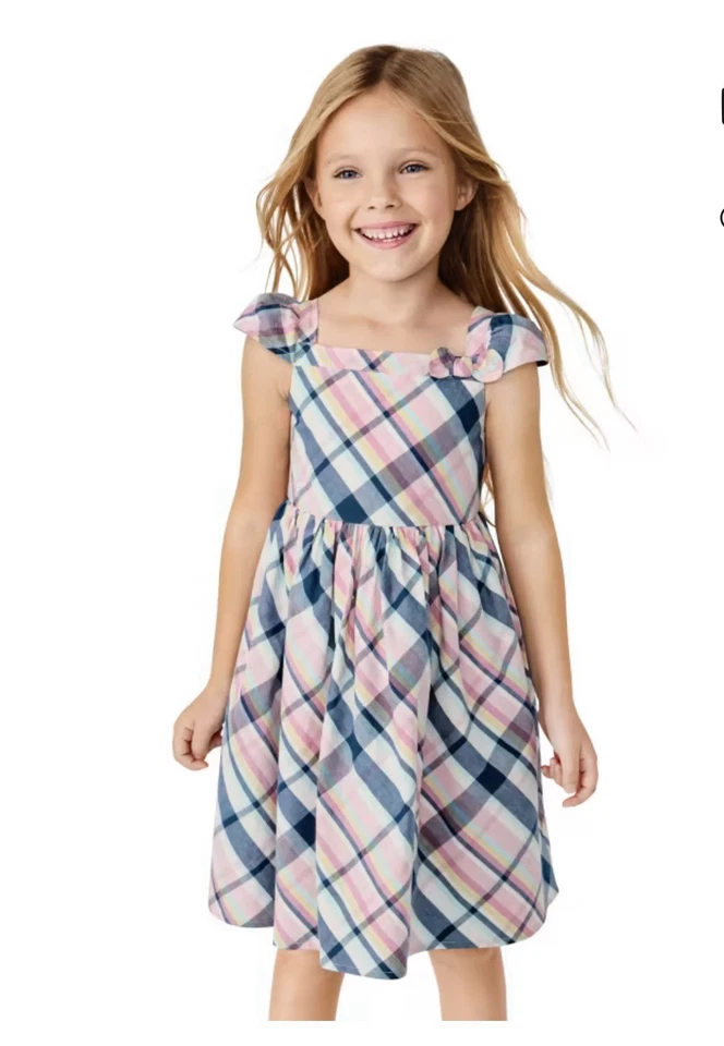 Nuevo con etiquetas Vestido Gymboree Niñas A Cuadros Popelina En Niveles Talla 8 Fiesta de Vacaciones Escuela Conjunto Foto 2 de 4