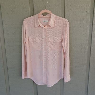 Equipment Women Print Silk Shirt Size S Preppy Career Button Long Sleeve