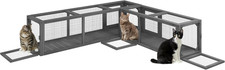 Cat Tunnel Outdoor with Combinable Design, 8 Doors, 98", Dark Gray | Wooden Cat