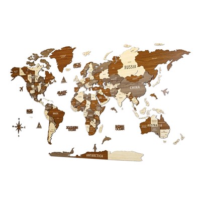 Colorfull Worlds, Multilayer 3D Wooden World Map, Travel Map States and Capit...