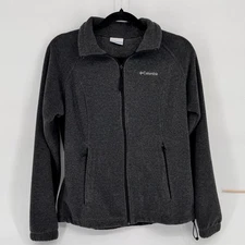 Columbia Jacket Womens Medium Gray Full Zip Fleece Warm Outdoors Hiking Coat