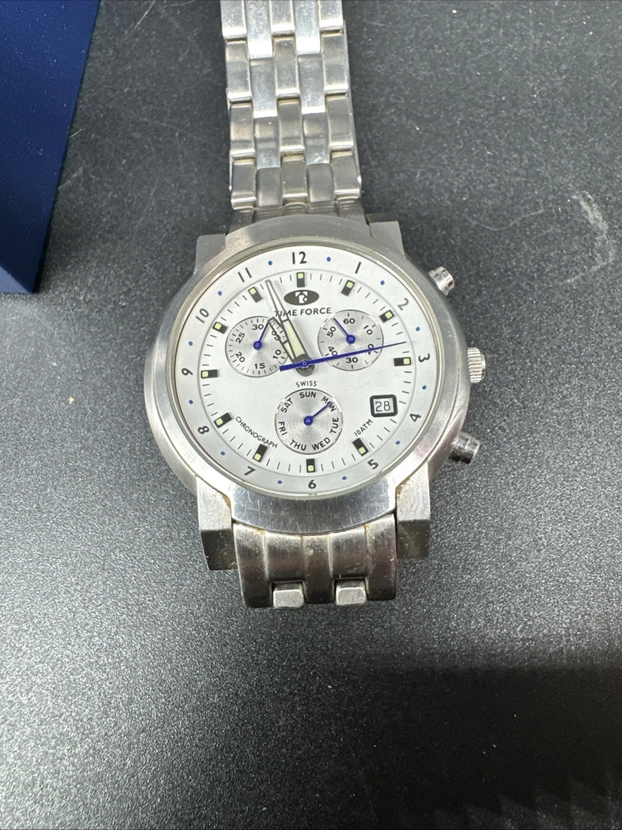 Time Force Chronograph 10ATM Men's Quartz Date 1118J Working New Battery