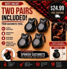 4 Flamenco Castanets Spanish Clackers Teacher Family Pack