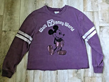 Disney Parks WDW Classic Mickey Cropped Sweatshirt Plum Sz M-NWOT