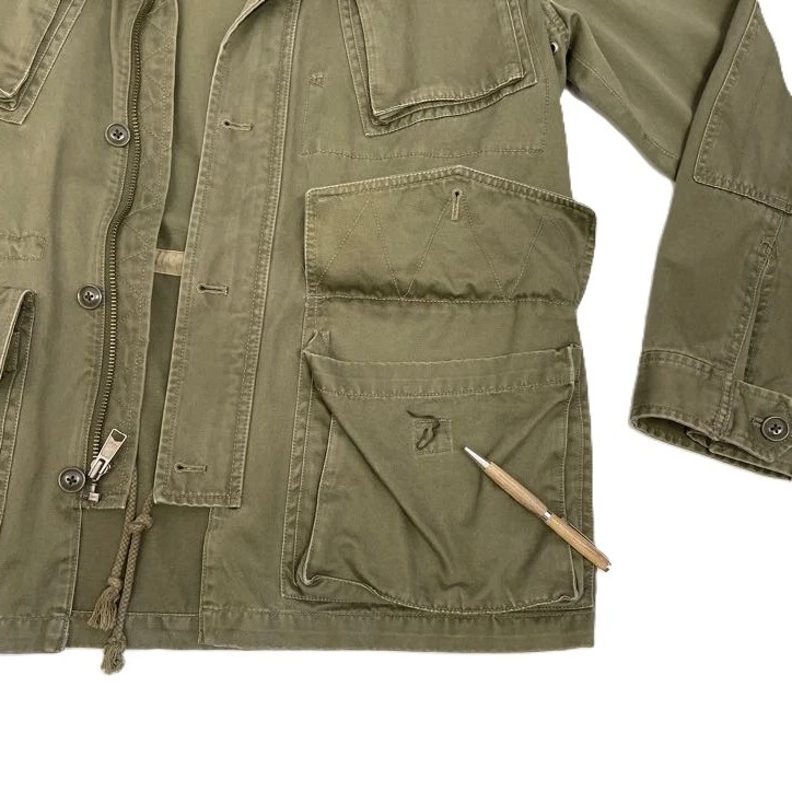 J.Crew Broken In Jacket Men Sz Med Army Green Canvas Military Field Coat Utility image 6