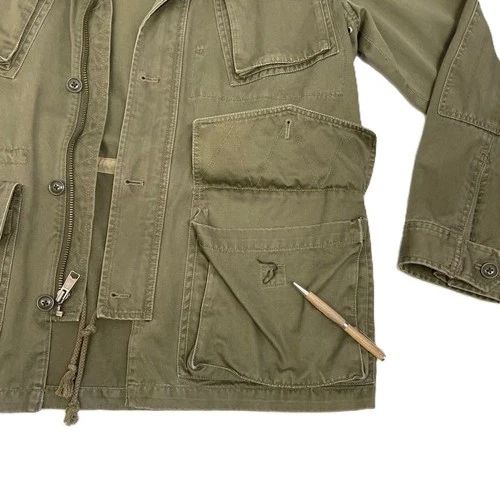 J.Crew Broken In Jacket Men Sz Med Army Green Canvas Military Field Coat Utility image 6
