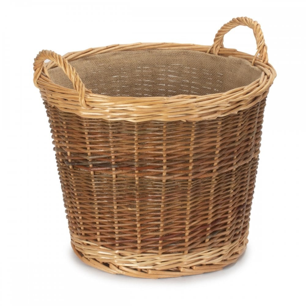 Medium Unpeeled Willow Lined Log Basket Top 42cm dia x 32cm Home Storage Decor