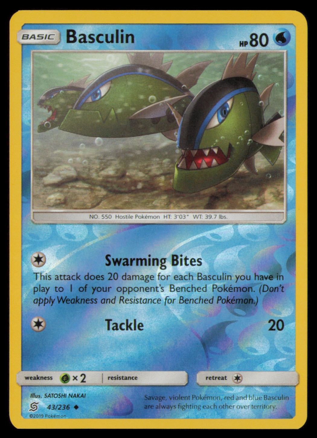 Basculin 43/236 Uncommon Unified Minds Pokemon Reverse Holo Lightly Played