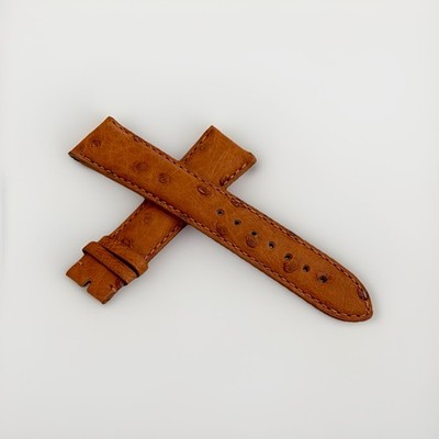 Jacques Lemans 22mm Genuine Ostrich Watch Strap - Cognac Brown