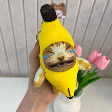 Funny Banana Cat Plush Keychain Crying Happy Sound Toy Bag Pendant Kids Gift