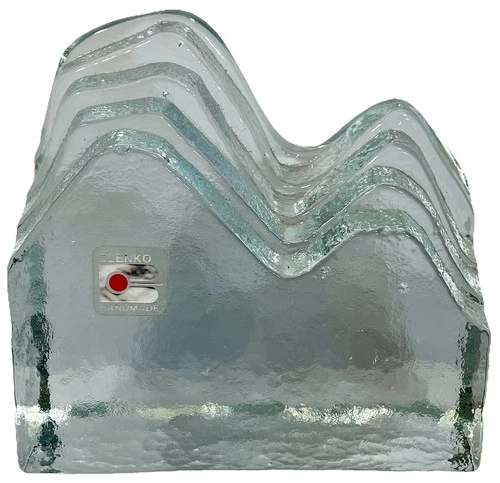 Blenko Art Glass Bookend Crystal Clear Mountain Range Handmade