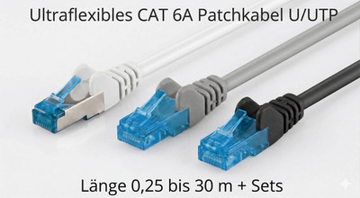 Ultraflexibles CAT 6A Patchkabel LSZH-TPE | Einzel & Sets  | 0,25-30m