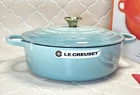 Le Creuset Signature Risotto Round Dutch Oven 30cm 6.75qt Sage Gold Knob NIB