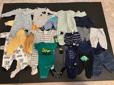 58 item Baby Boy Clothes Lot - Newborn to 3 Months - Carters, Nike & more! 