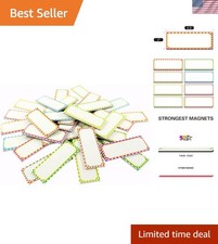 Big Magnetic Labels - 5.5" x 2" Durable Dry Erase Stickers in 8 Colors 32 pcs 