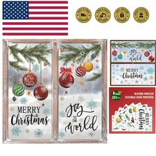 221 PCS Christmas Window Cling Sticker, Xmas Balls Branches Snow for Home Par...