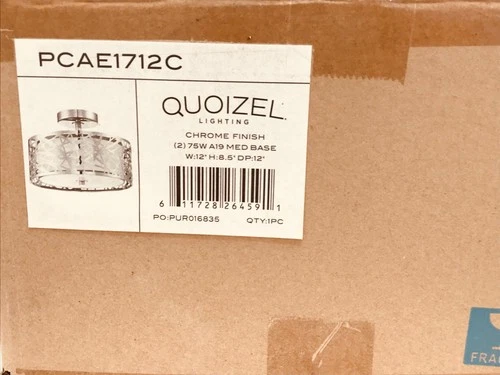 Quoizel PCAE1712, Semi Flush Ceiling Fixture Chrome Abode 2-Light 12"W - Picture 2 of 19