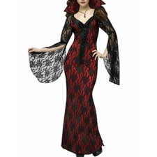 Vampiress Women  s Alluring Vampire Full Length Gown Women Adult Costume Sz M