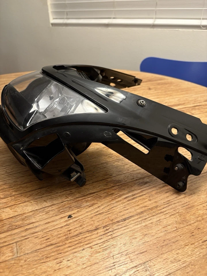 Headlight Cowl + Headlight Assembly For 2006-2008 Kawasaki Ninja 650R OEM Black - Image 3 of 4